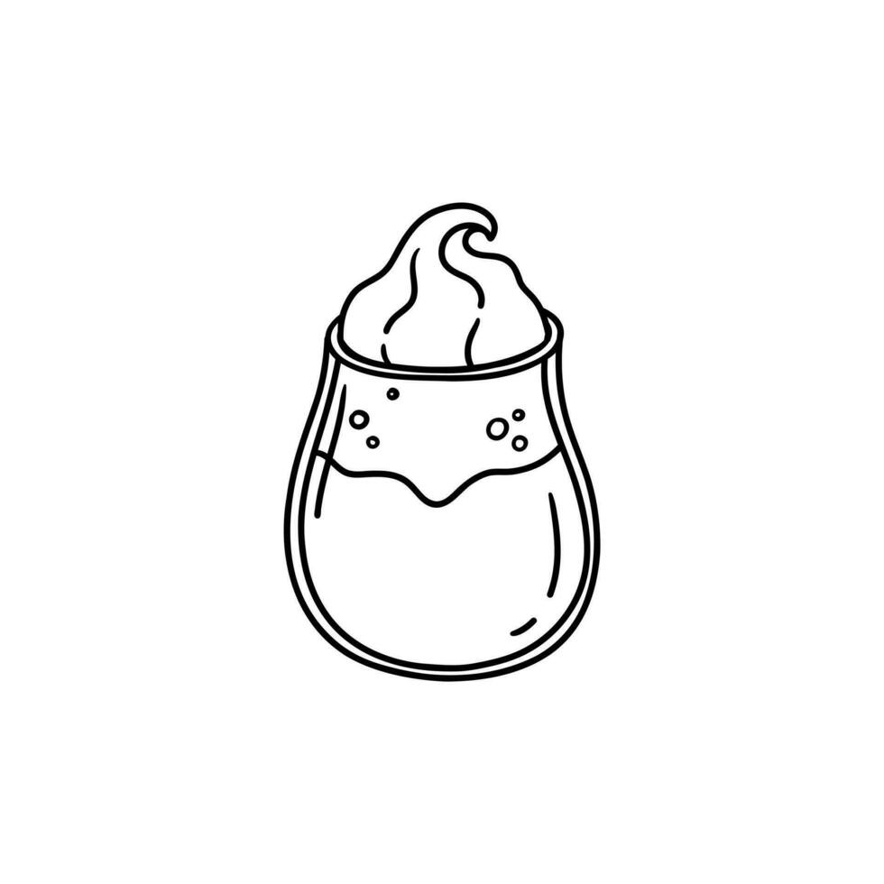 Korean dalgona coffee. Creamy Vienna drink. Soft drink with whipped cream. Trendy latte line illustration vector