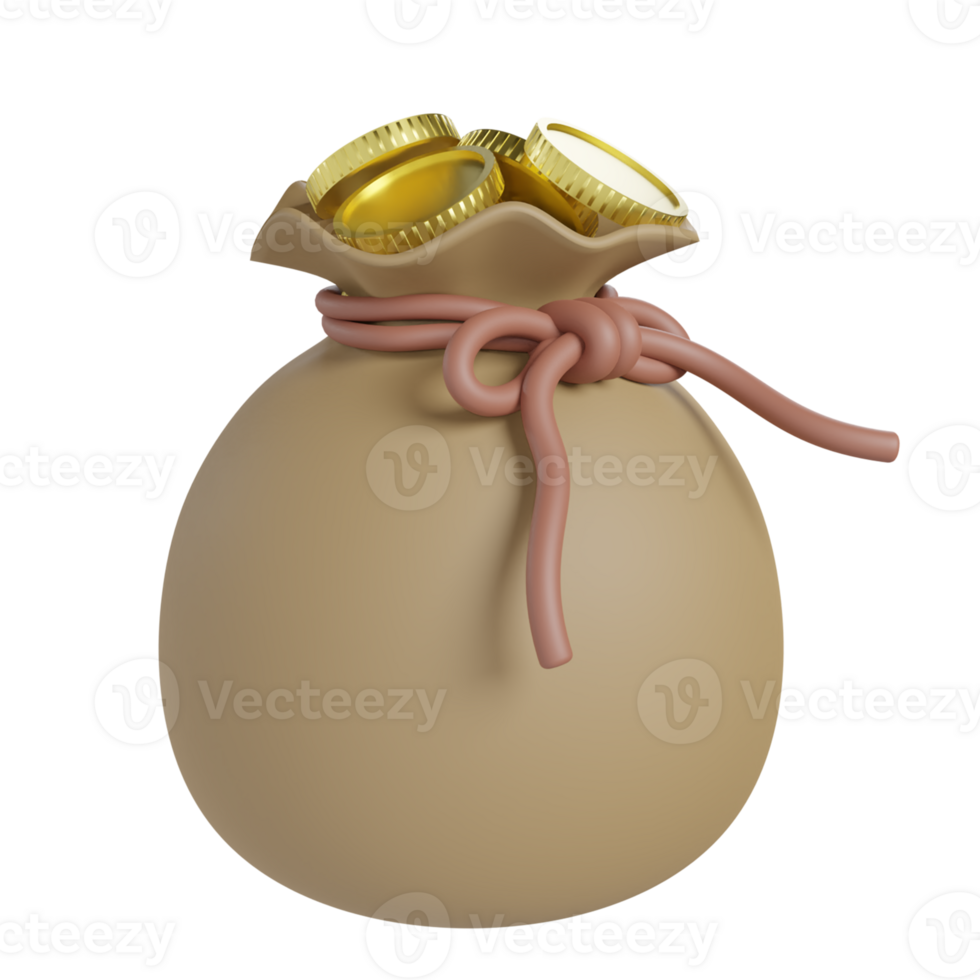 icono oro moneda bolsa, 3d hacer ilustración png