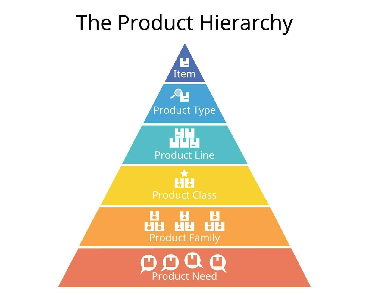 producto jerarquía es un método negocios utilizar a clasificar por categorías su inventario para más fácil Mantenimiento de registros vector