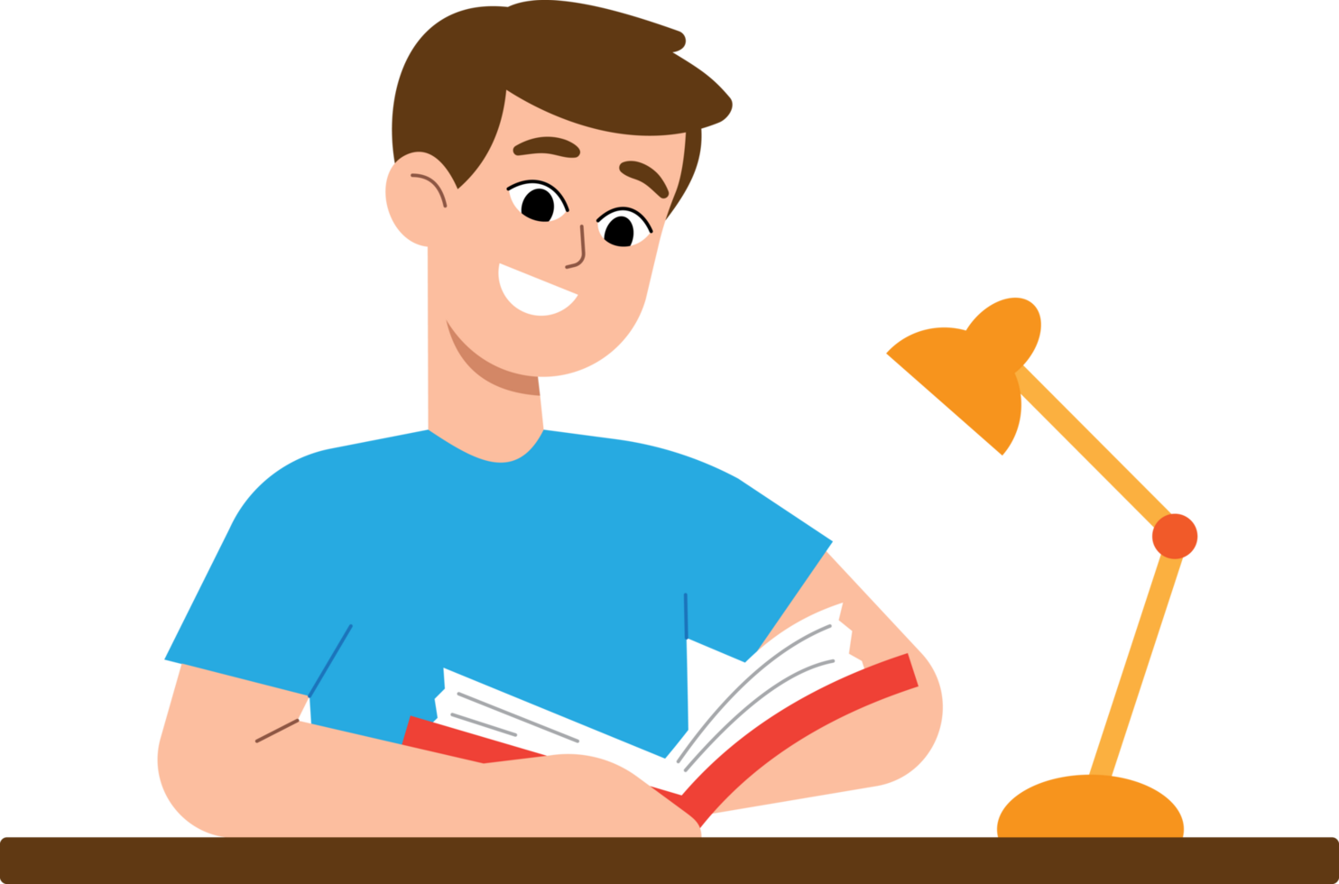 Man Reading Book Cartoon Style illustration. png