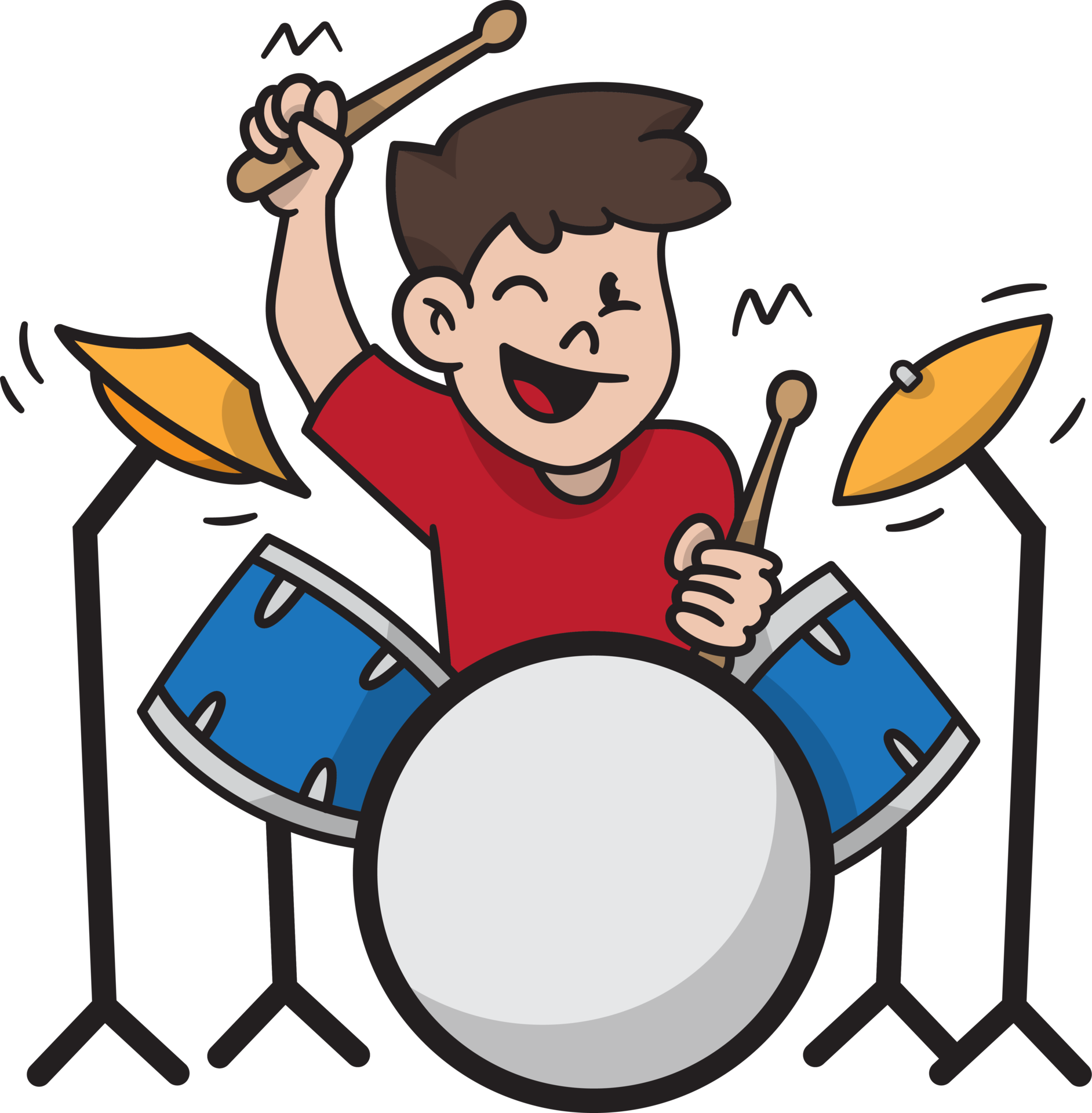 Man Playing Drums Cartoon style illustration. 23986422 PNG