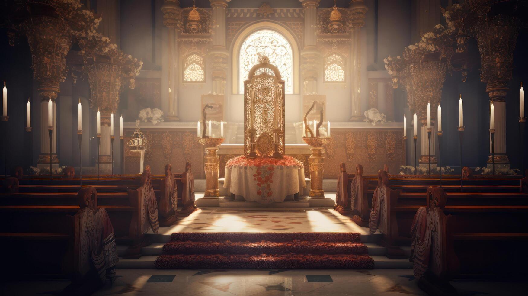 interior de el Iglesia de el santo sepulcro ai generativo foto