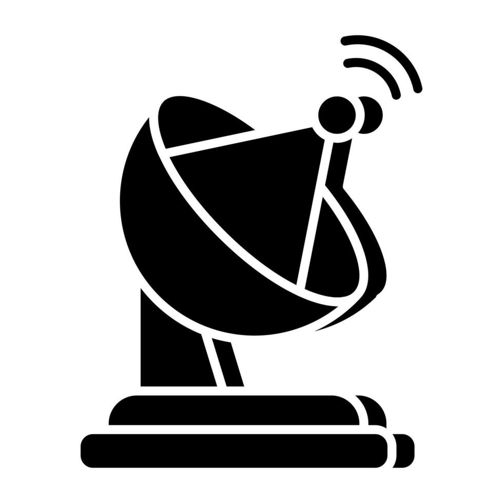 A solid design icon of parabolic antenna vector