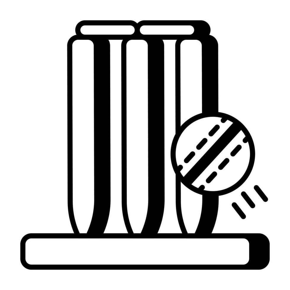 un increíble ícono de diseño de wicket de cricket vector
