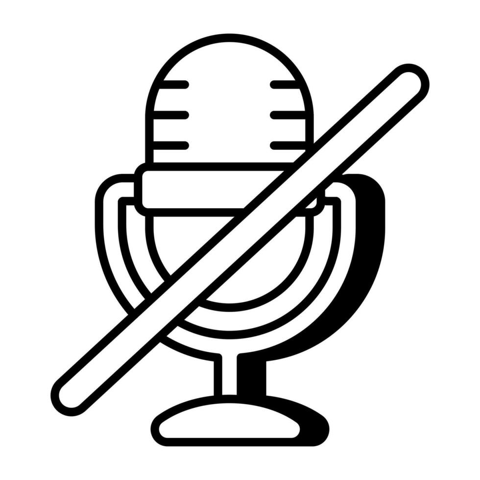 Icon of no mic in solid design vector