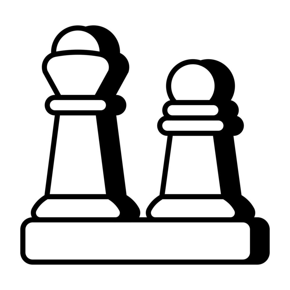 Strategy game icon, linear design of checkmate vector