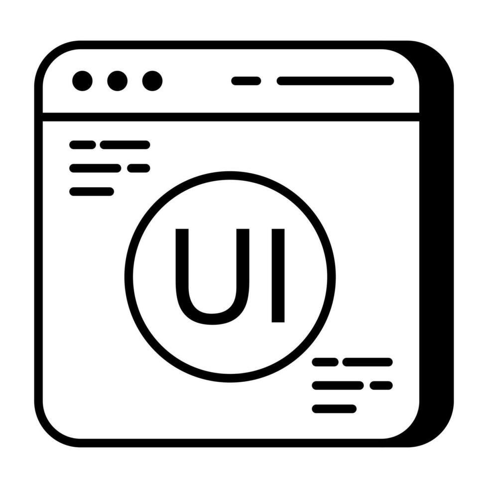 A solid design icon of ui website vector