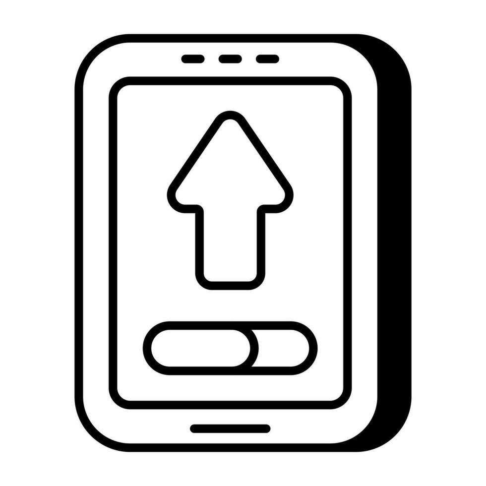 Conceptual solid design icon of mobile upload vector