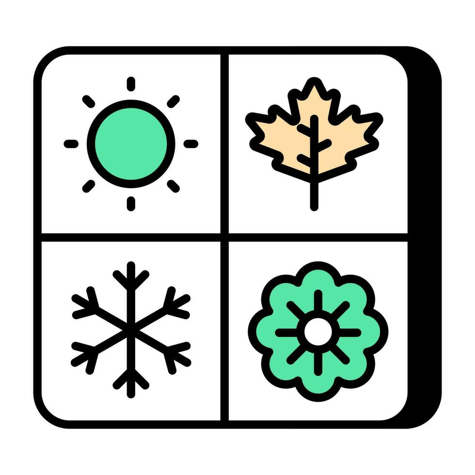 A flat design icon of seasons vector