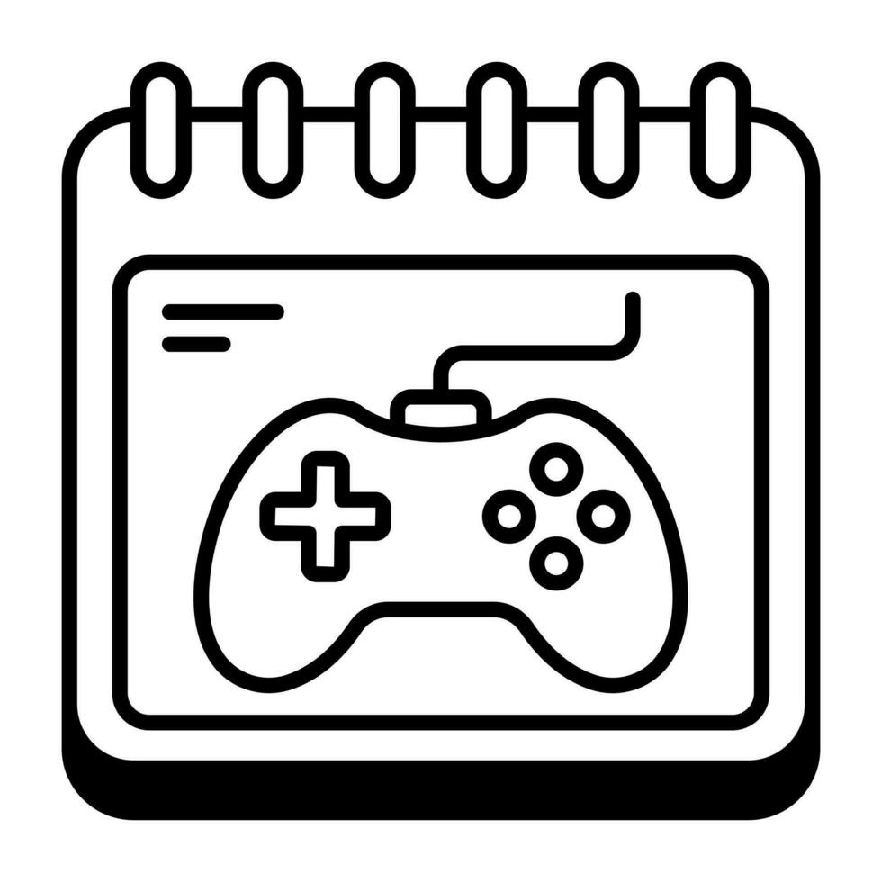 Calendar with gamepad icon, video game schedule vector