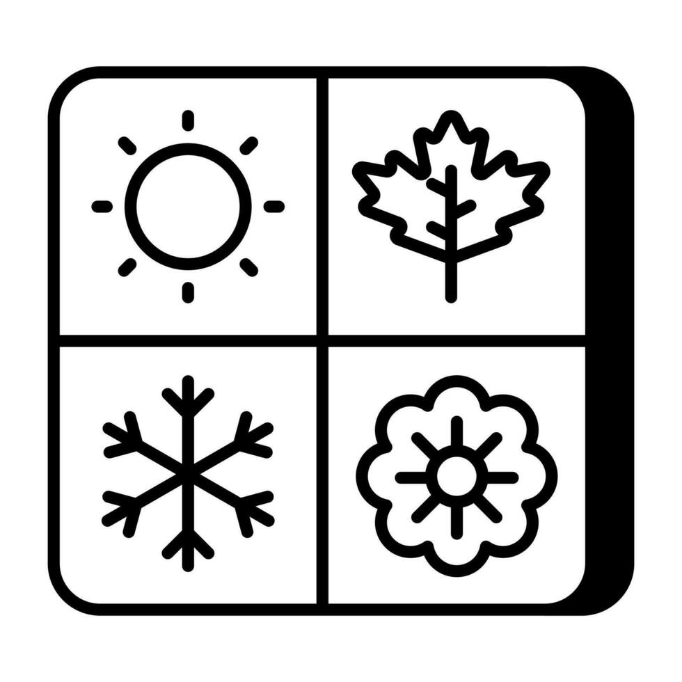 A linear design icon of seasons vector