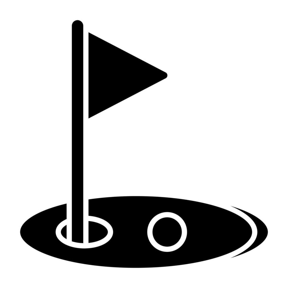 bandera con bola que denota el concepto de campo de golf vector