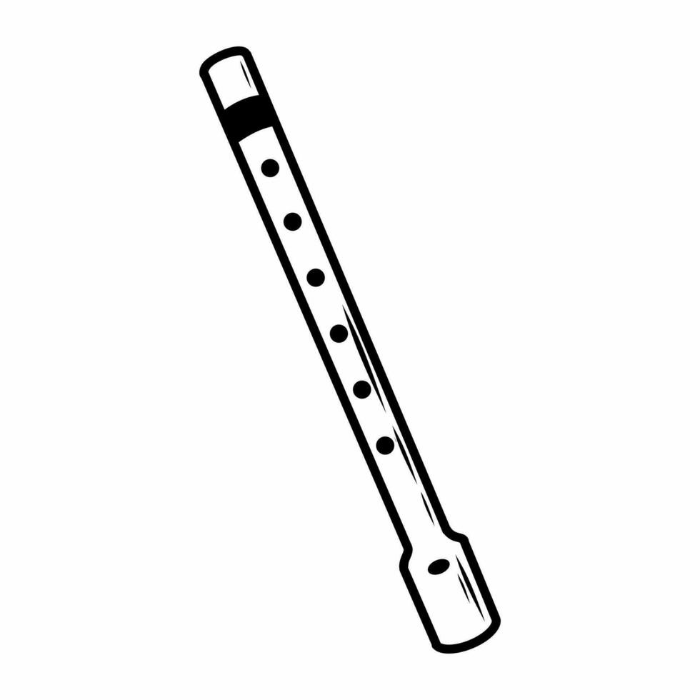 flauta en blanco antecedentes. musical instrumento en garabatear estilo. contorno ilustración. vector