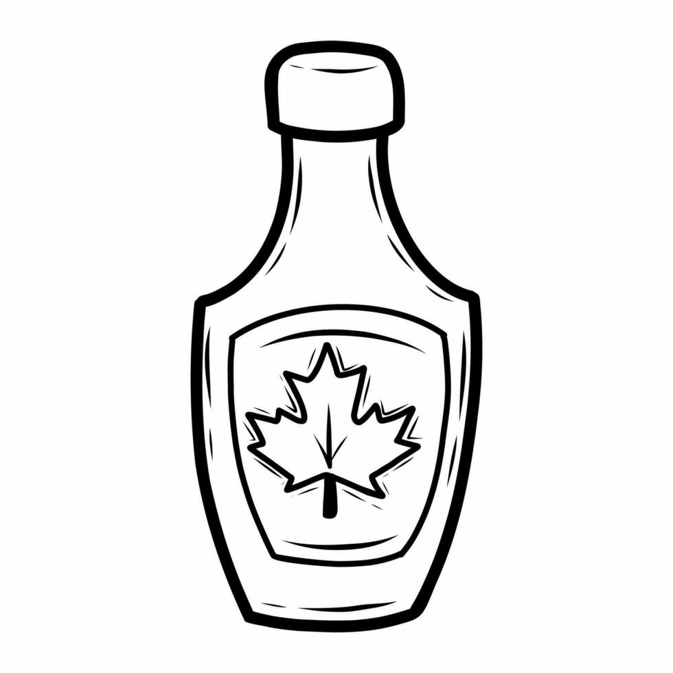 Maple syrup on white background. National symbol of Canada. Vector doodle illustration.