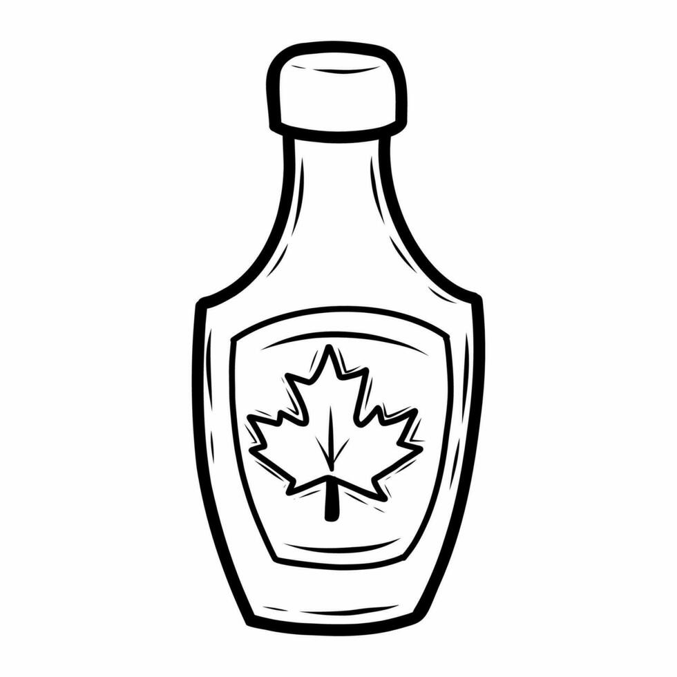 Maple syrup on white background. National symbol of Canada. Vector doodle illustration.