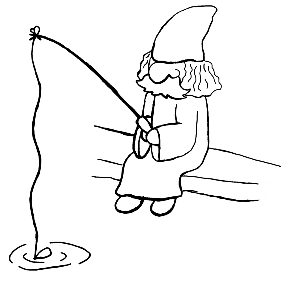 Cute Gnome Cartoon Fishing With Transparent Background png