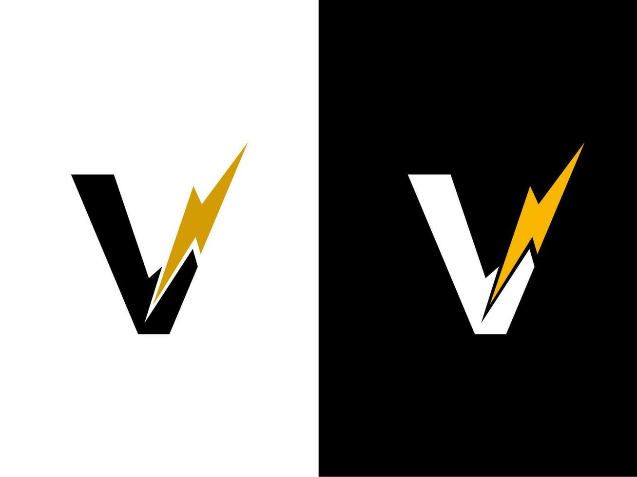 Creative Initial Letter V Electric logo vector illustration