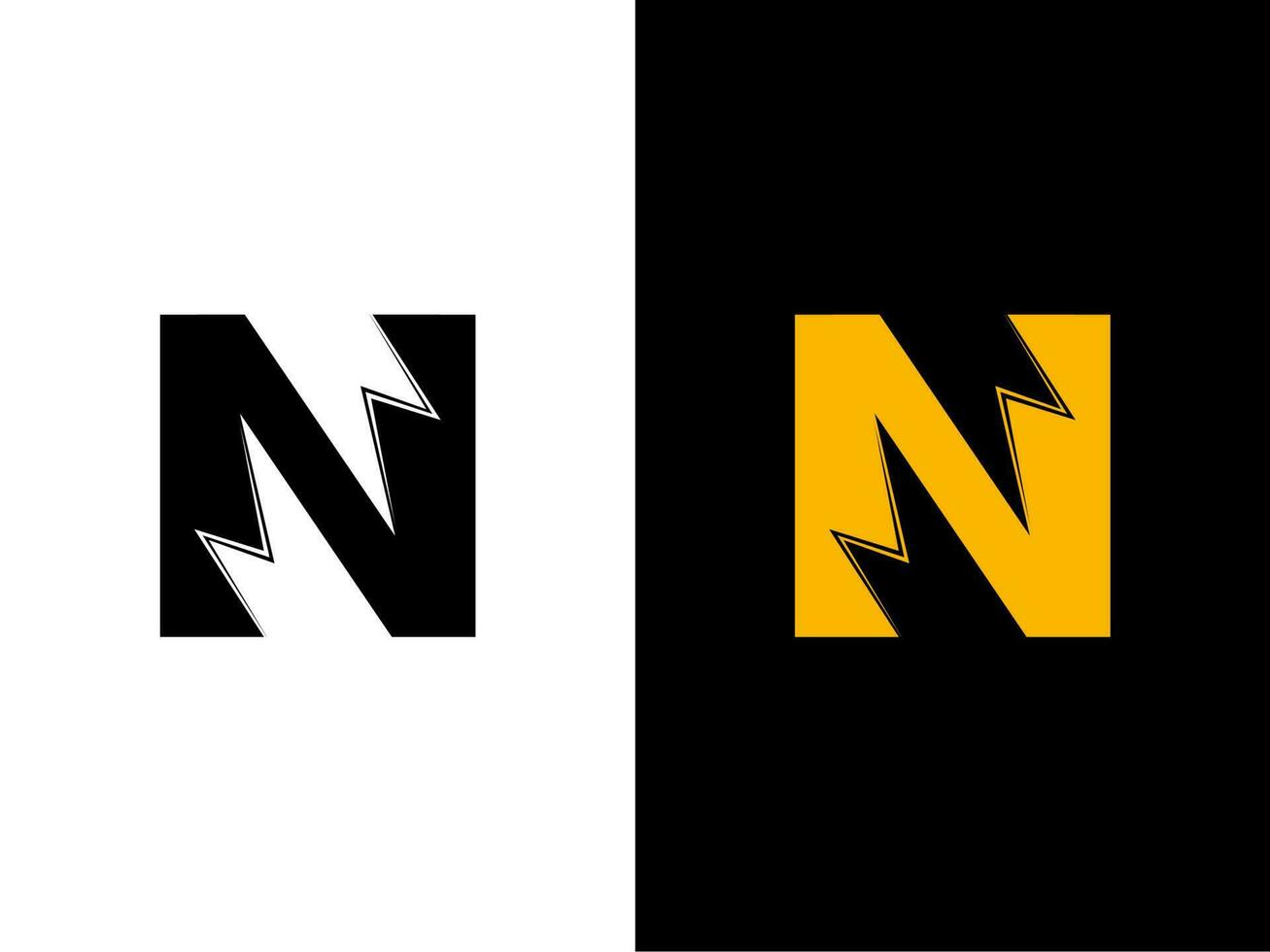 creativo inicial letra norte eléctrico logo vector ilustración