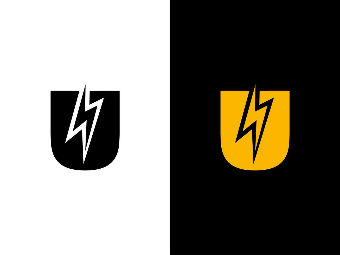 Creative Initial Letter U Electric logo vector illustration