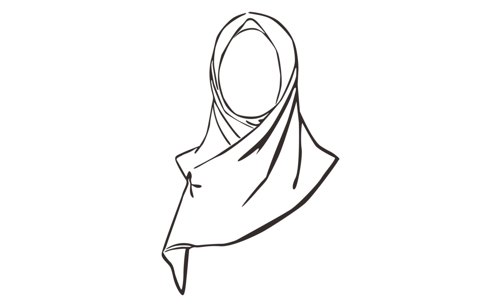 Islamic Women's Hijab Veil Line Art With Transparent Background png