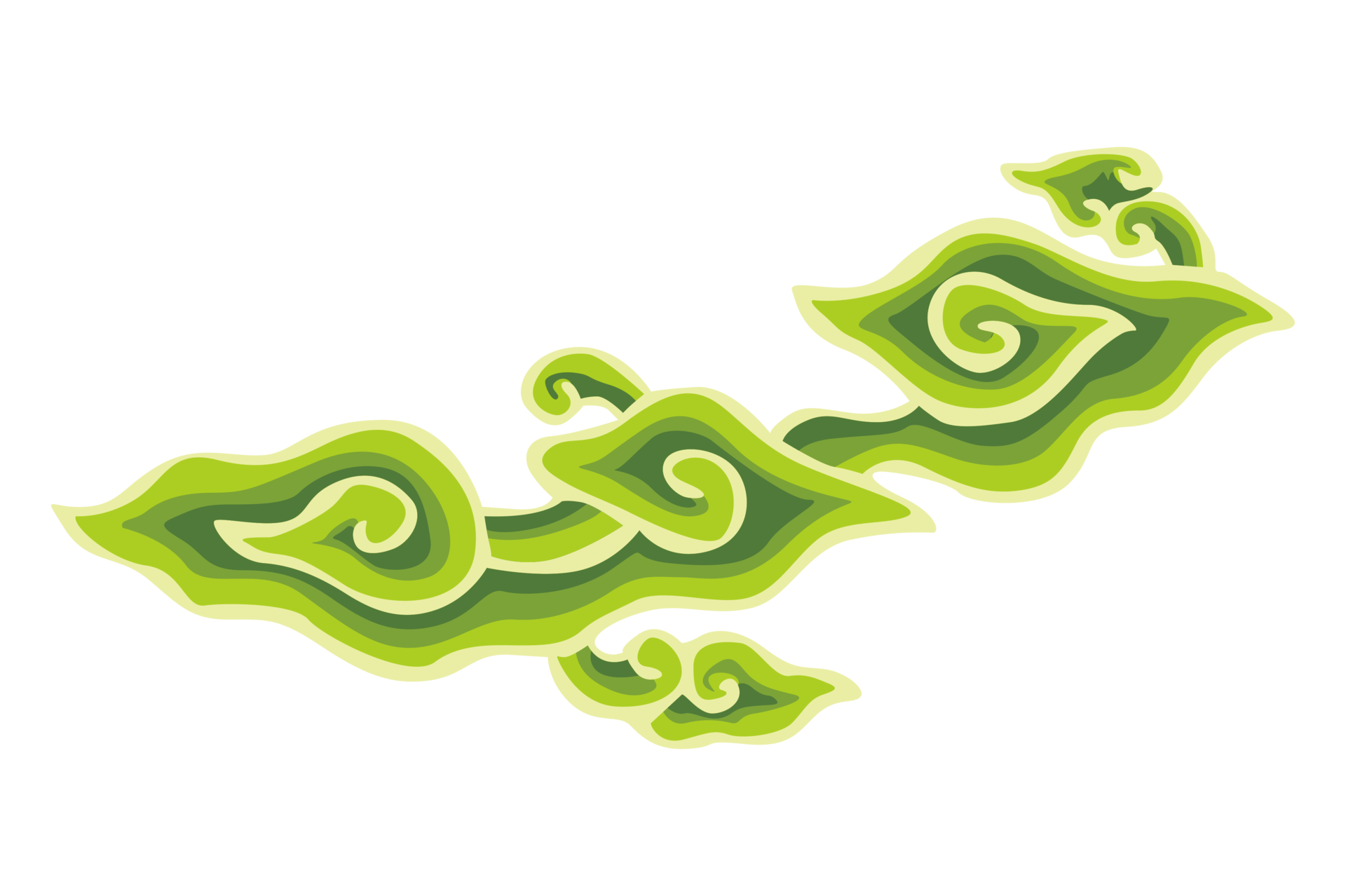 Green Ornament Batik Mega Mendung Cirebon Indonesia With Transparent