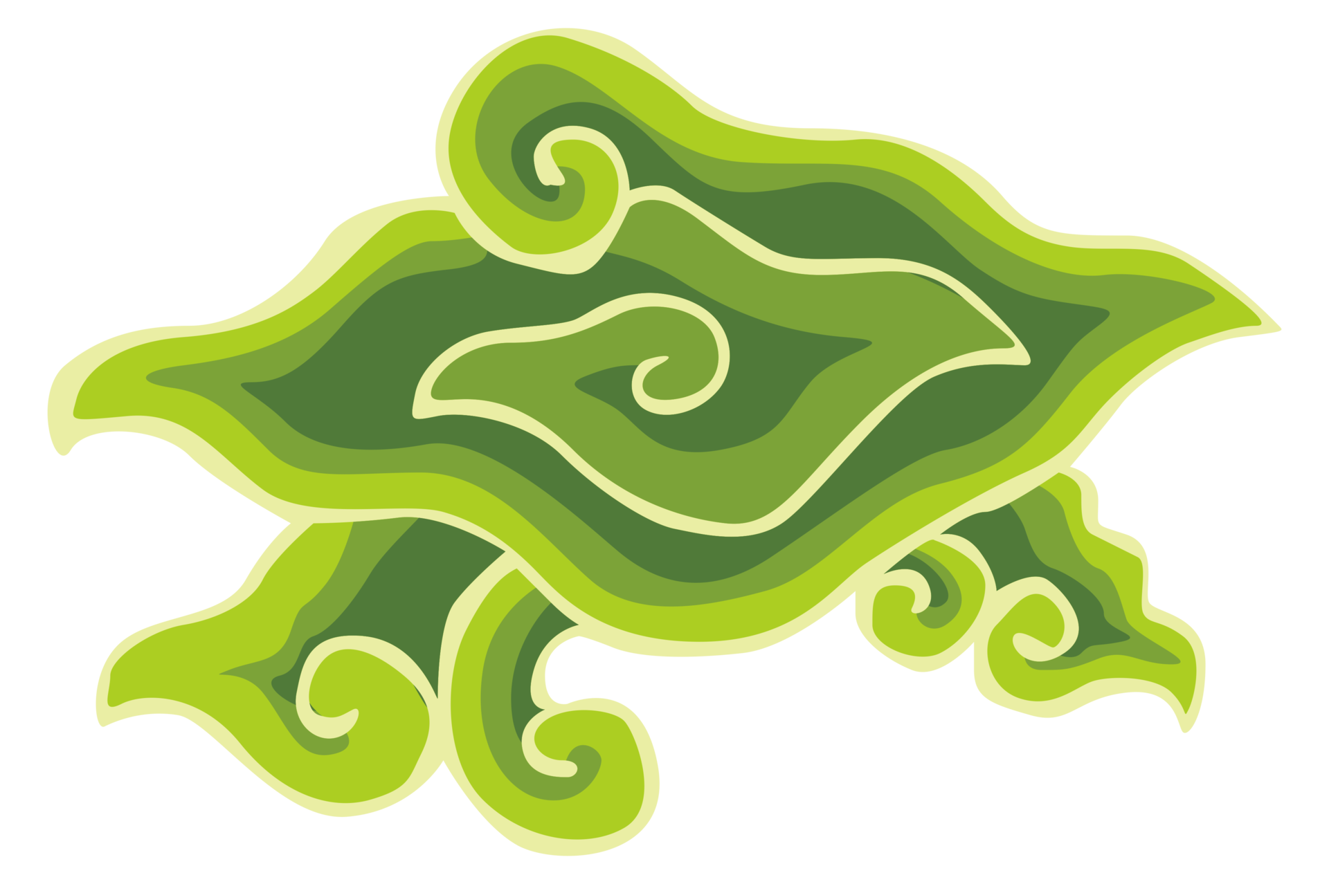Green Ornament Batik Mega Mendung Cirebon Indonesia With Transparent