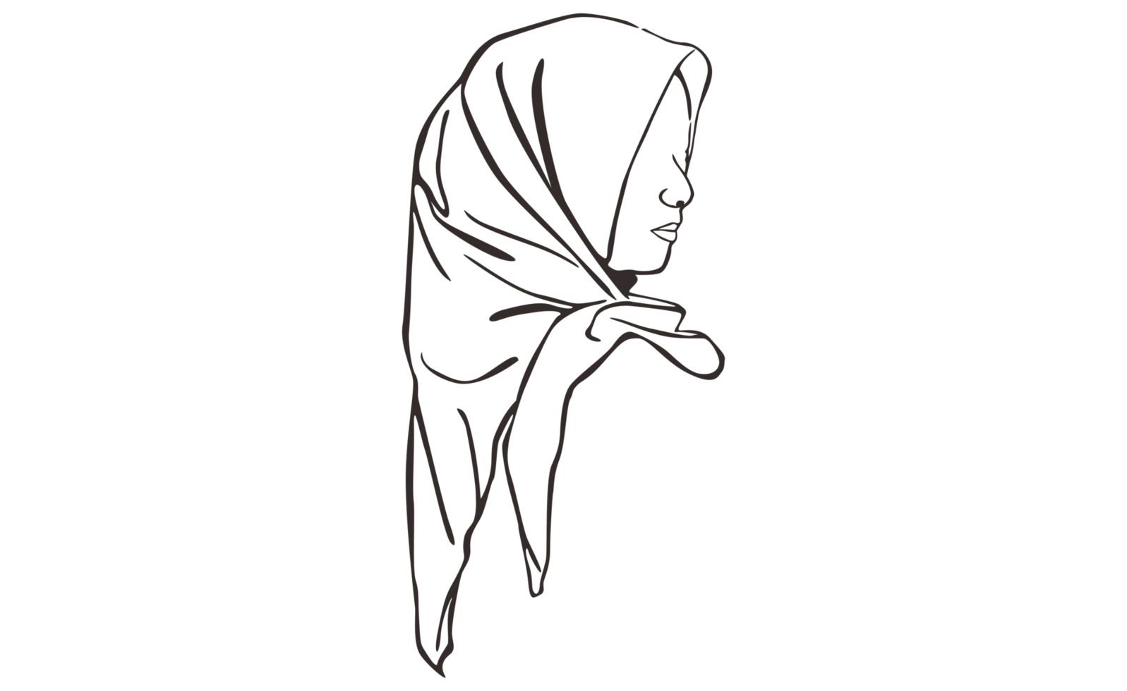 islamisch Damen Hijab Schleier Linie Kunst mit transparent Hintergrund png