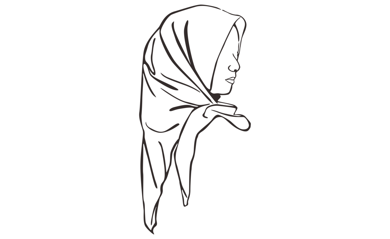 Islamic Women's Hijab Veil Line Art With Transparent Background png