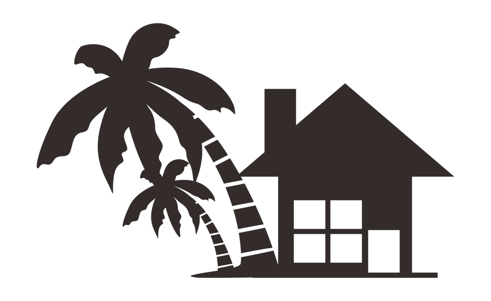 House With Palm Tree Silhouette On Transparent Background png
