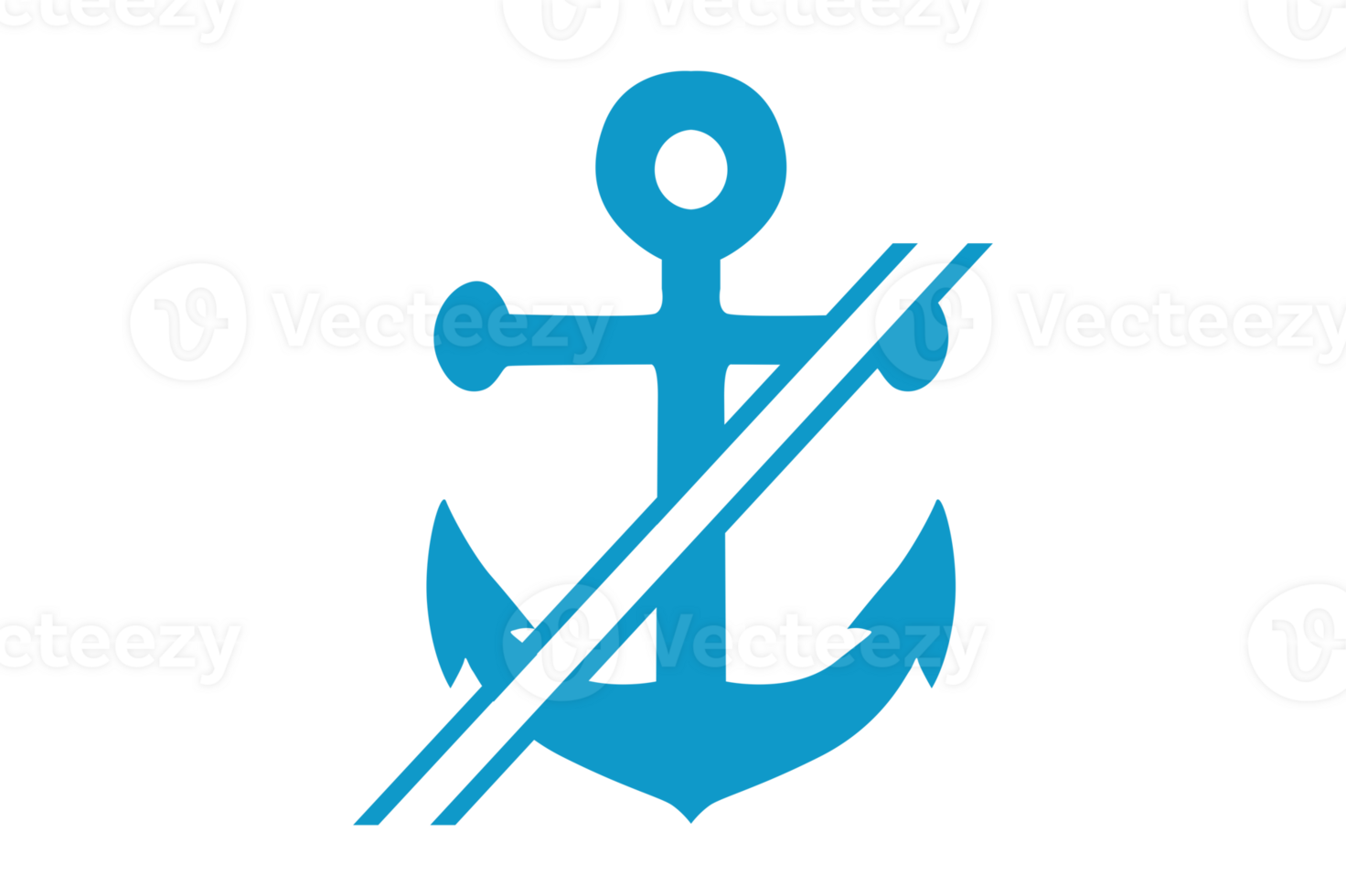 Blue Navy Anchor Logo icon With Transparent Background png