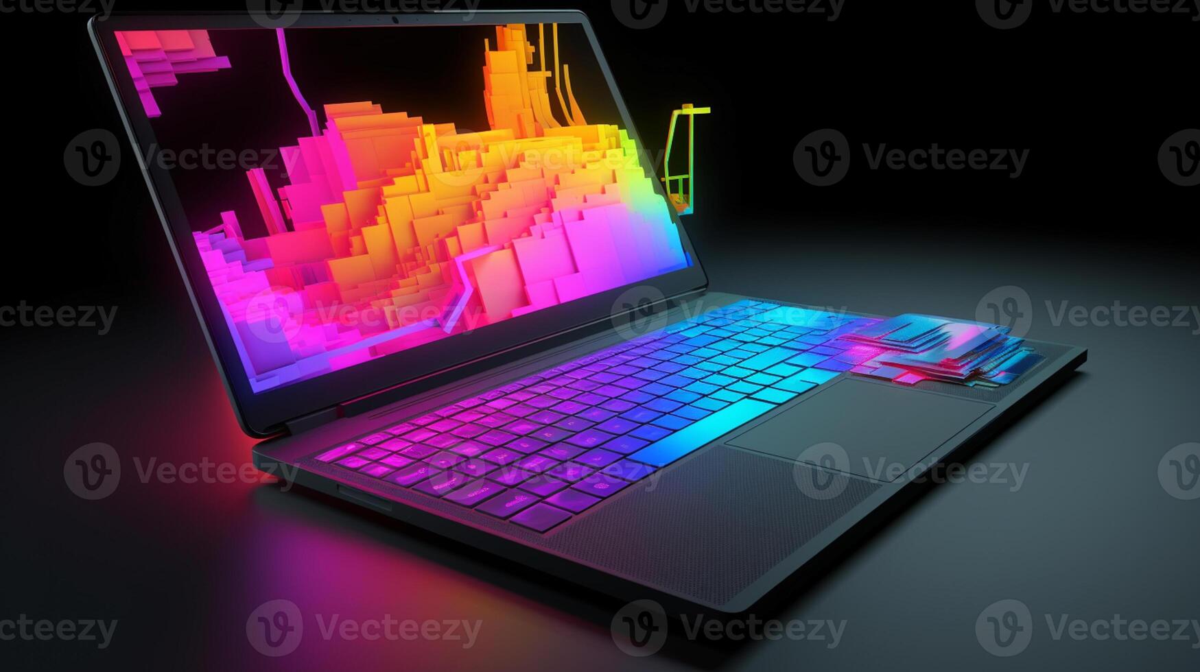 gaming laptop in trending color palette with photo