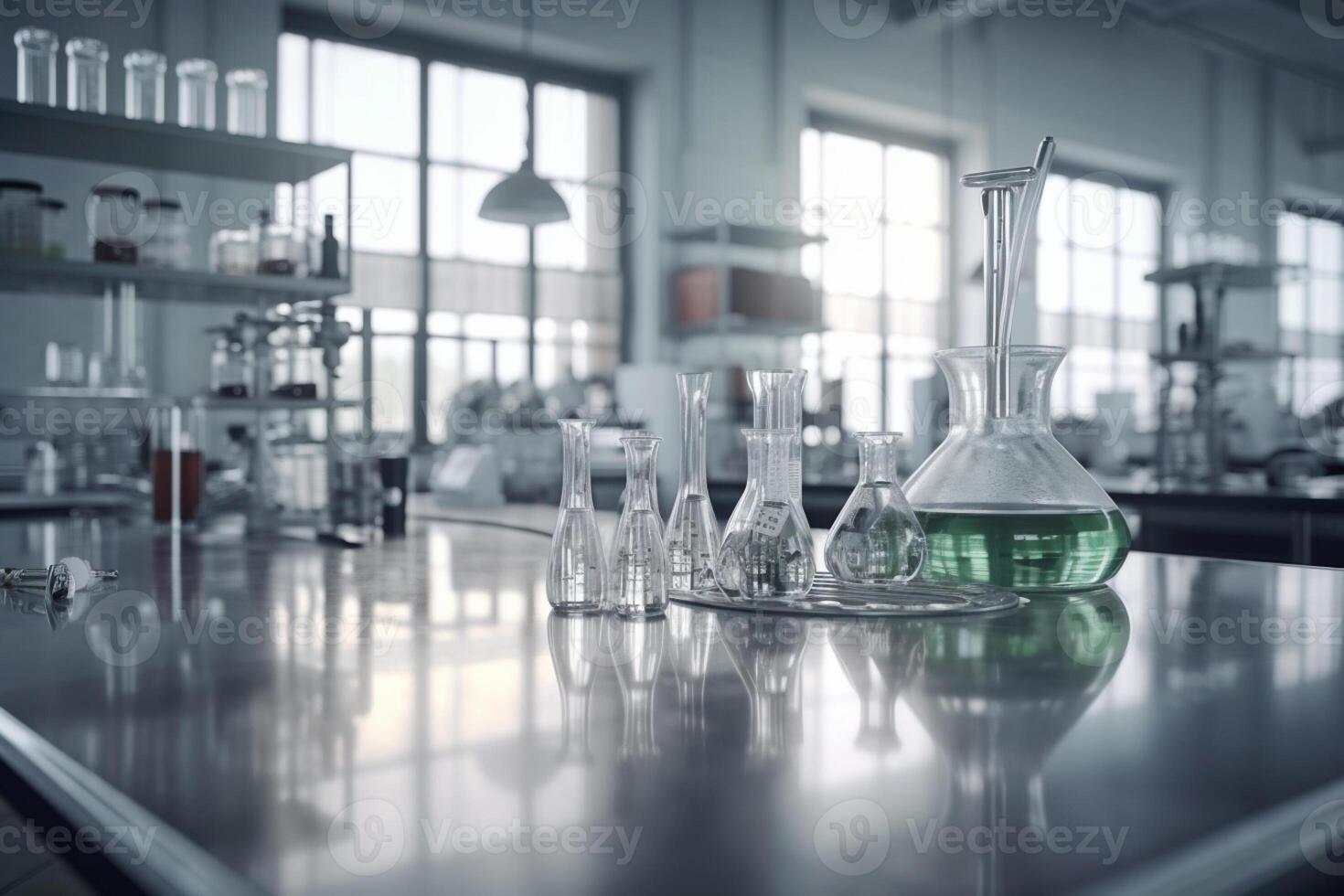 a laboratory with blue lights inside with photo