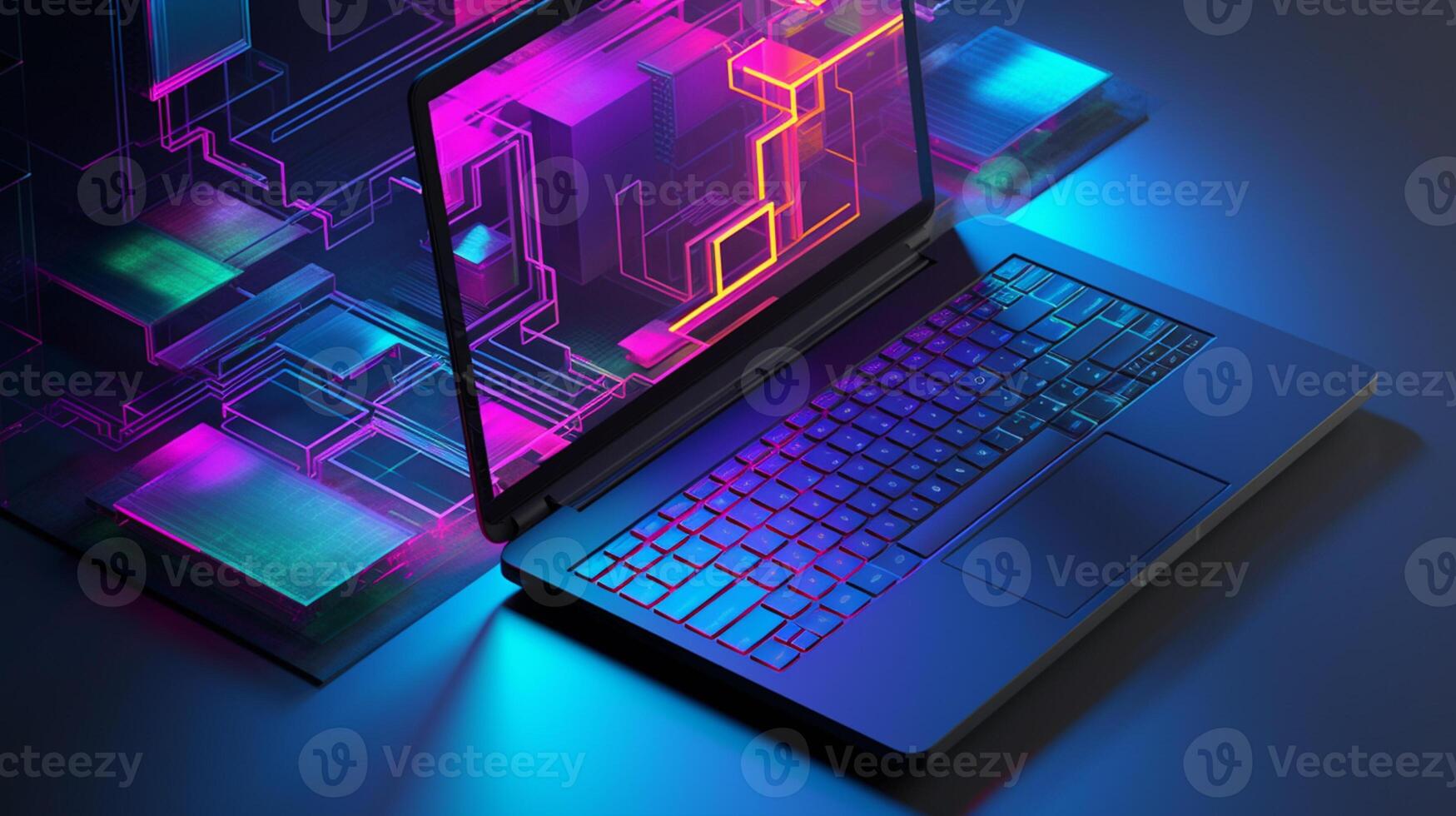 gaming laptop in trending color palette with photo