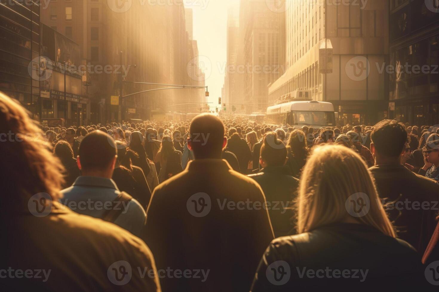 crowd of people walking in a busy road with photo