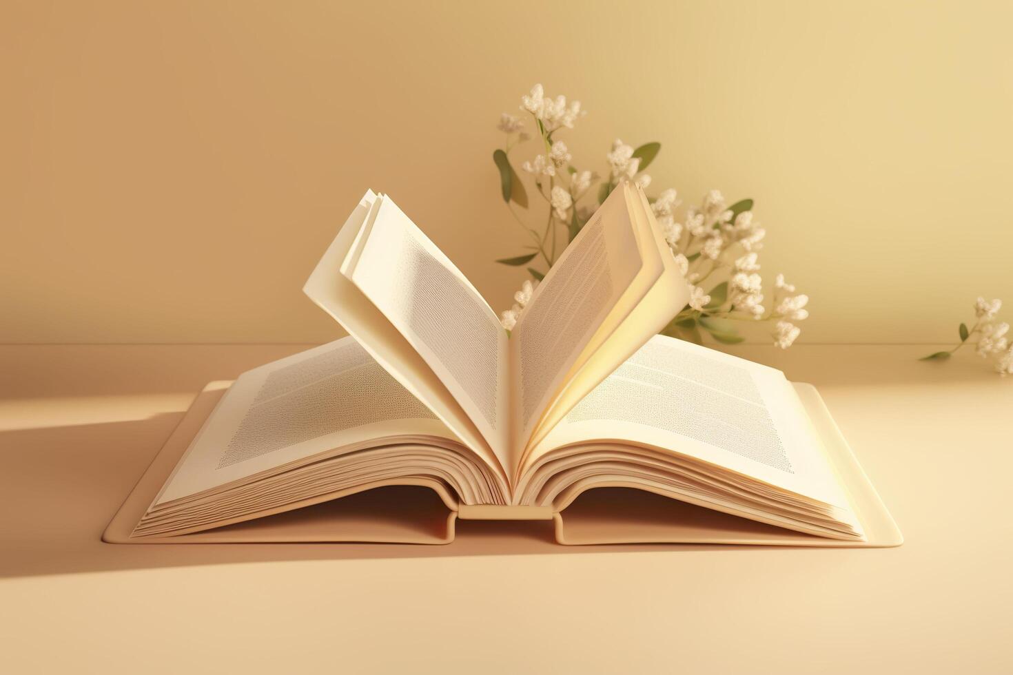 Open book on a beige background. . photo