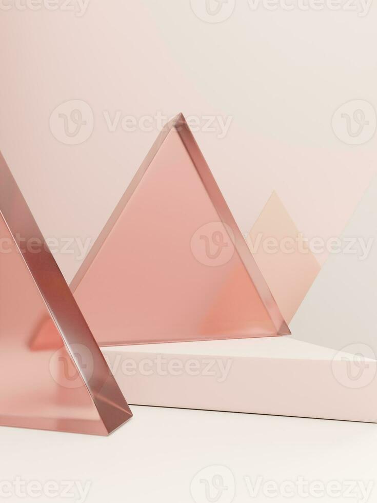 3D Rendering Geometric or Abstract Shape Acrylic Glass Rings Product Display Background for Summer Healthcare and Skincare Products. photo