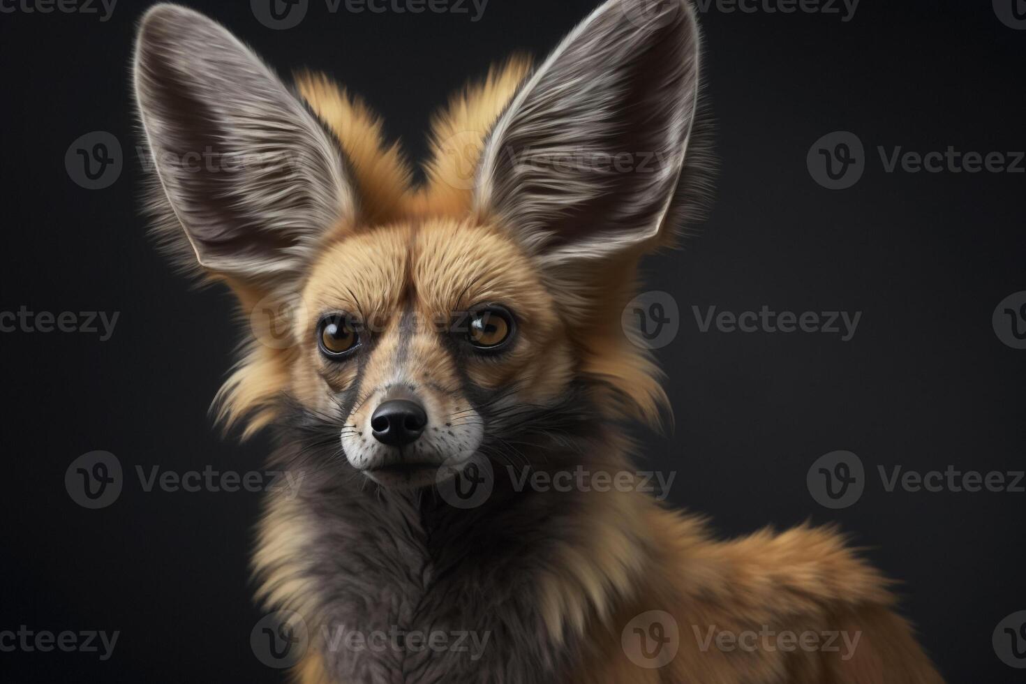 A dog with a long tail and a black background. photo