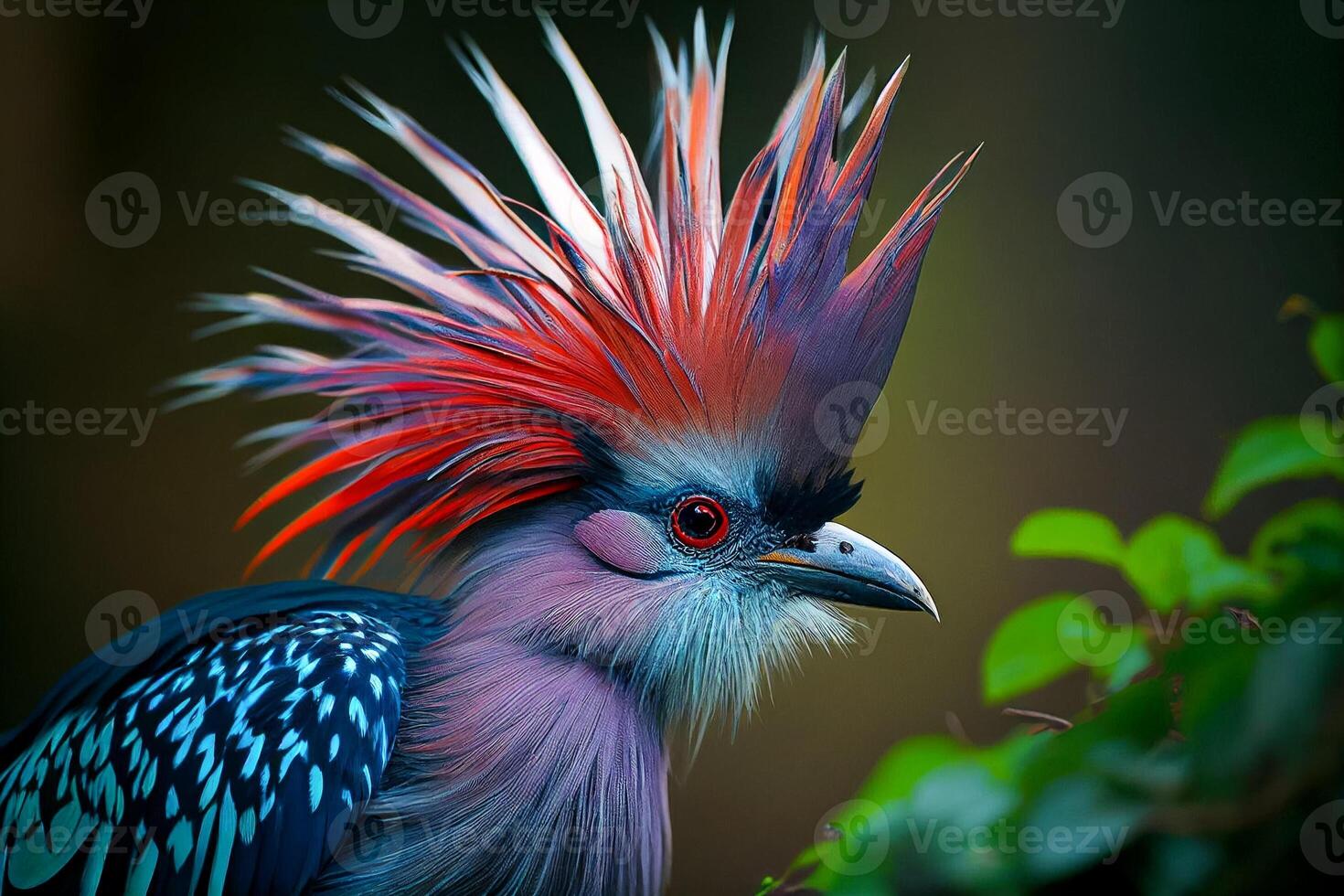 Portrait of a red-crested turaco in the nature. photo