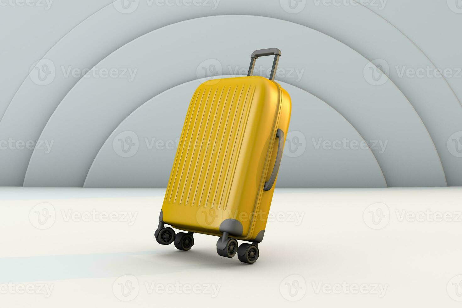 amarillo maleta un carretilla bolso viajar. 3d hacer foto