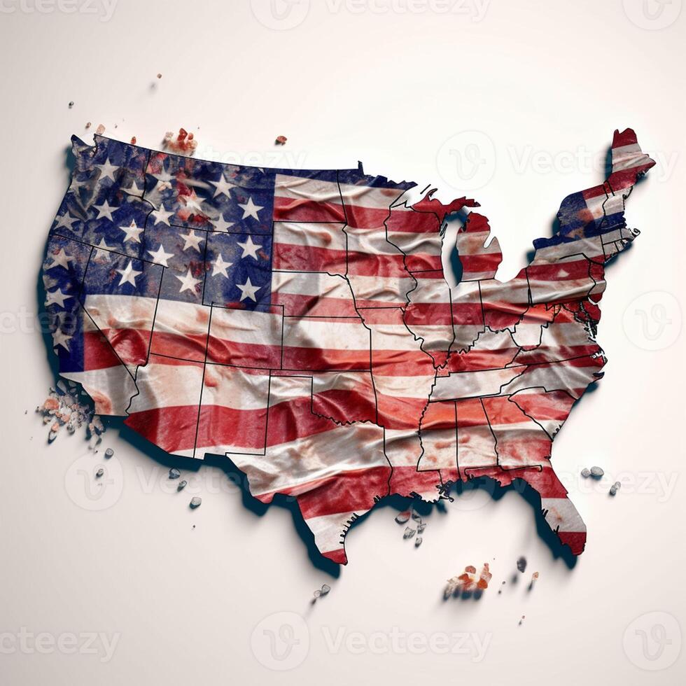USA 3d map, america 3d map, american country map, united states 3d geographic map, map 3d render. photo