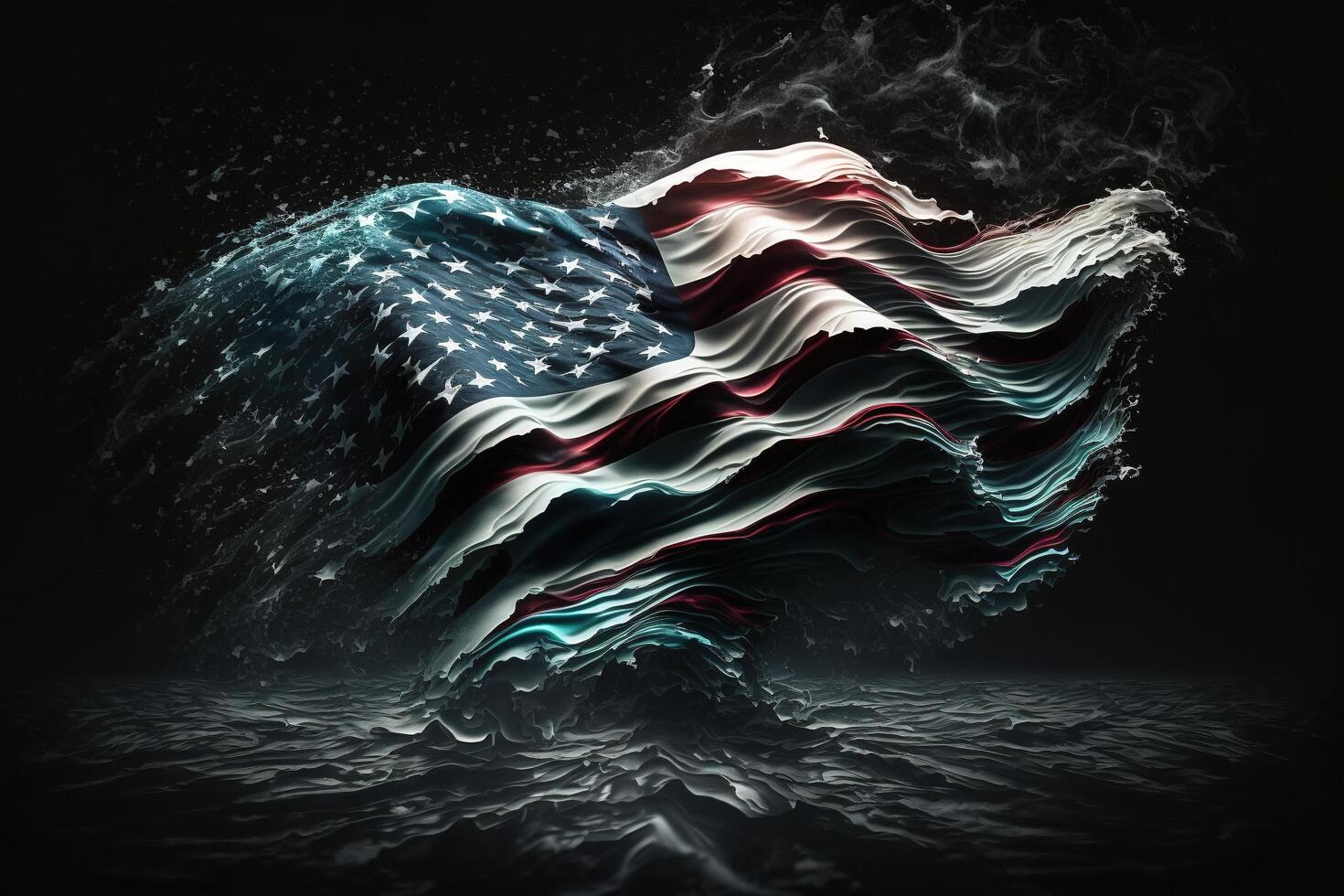 waving usa flag background with splash photo