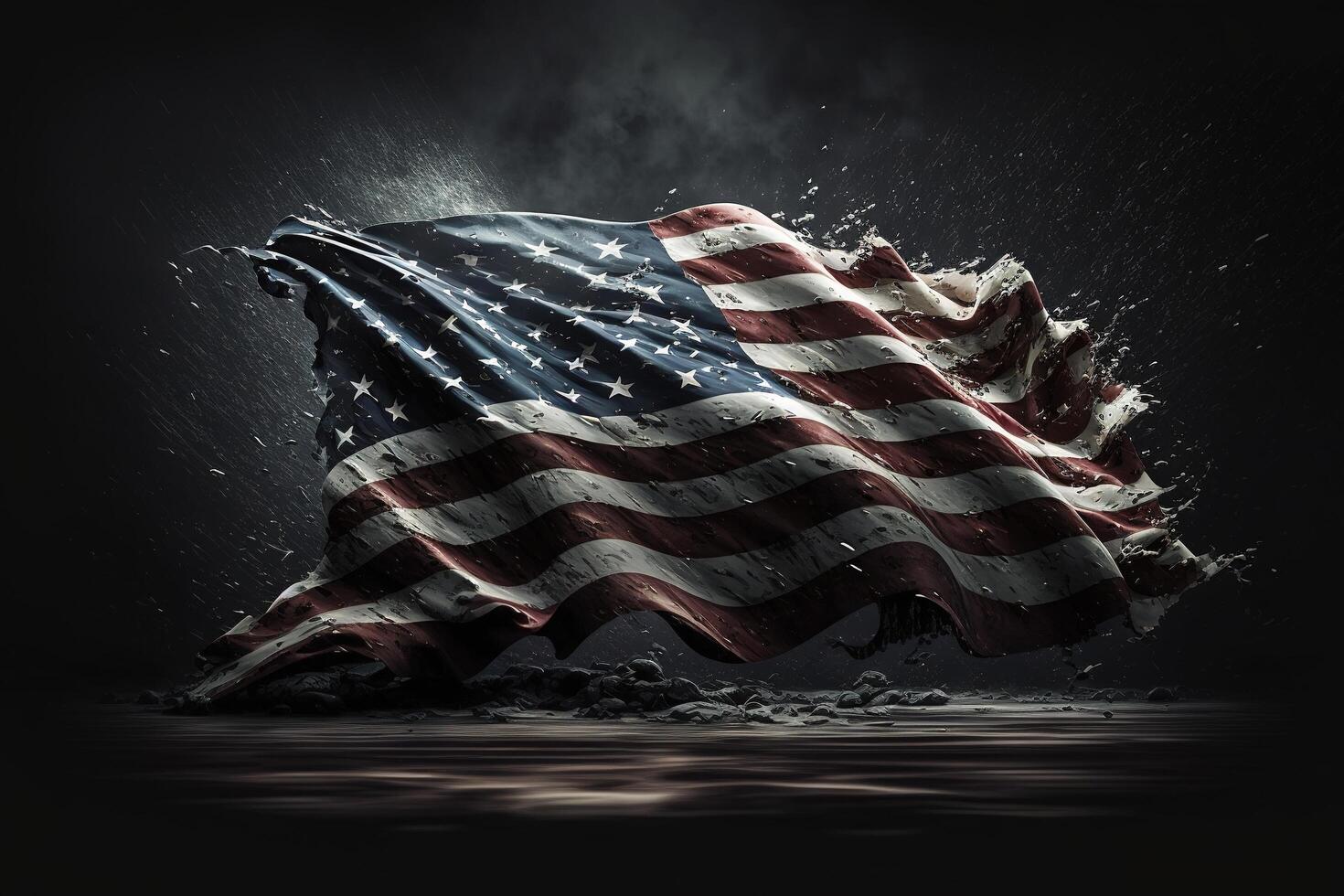 waving usa flag background with splash photo