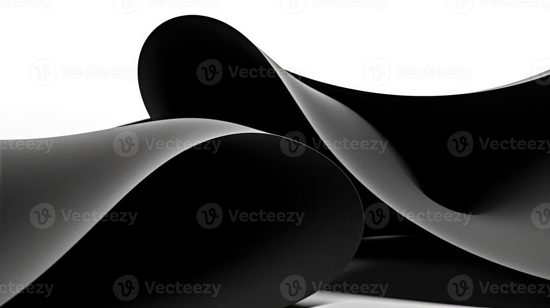 Layered and wavy black paper on a white background, minimalist elegant folds, poster or wallpaper with photo