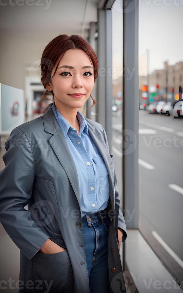 asian woman researcher scientist wearing lab coat, photo