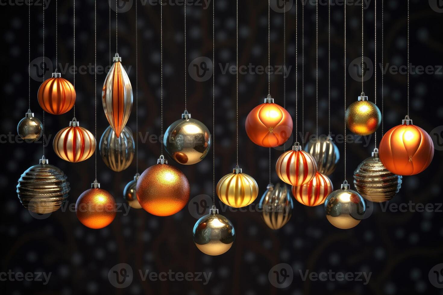 In the New year time colorful hanging christmas balls photo. photo