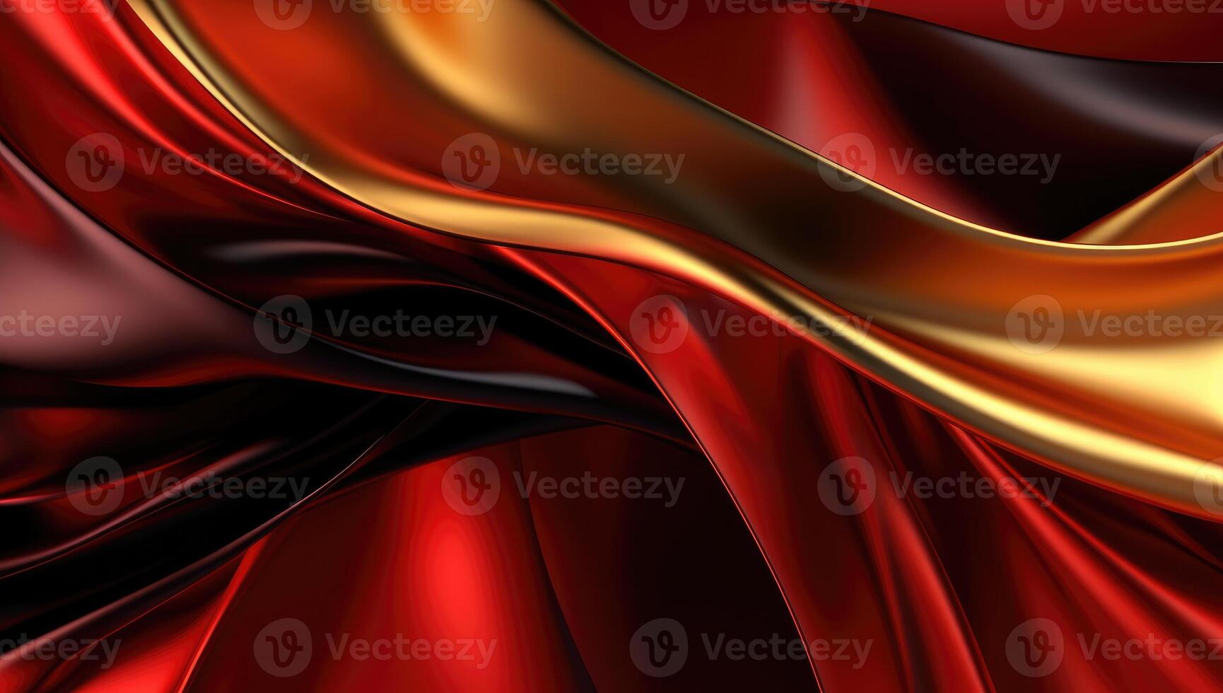 Abstract wavy glossy gold and red background. photo