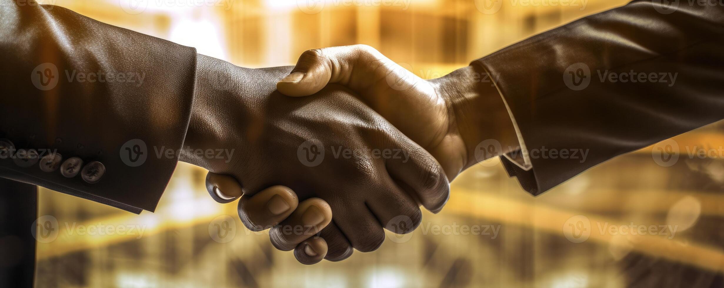 Business people shaking hands in an office. Soft focus. photo