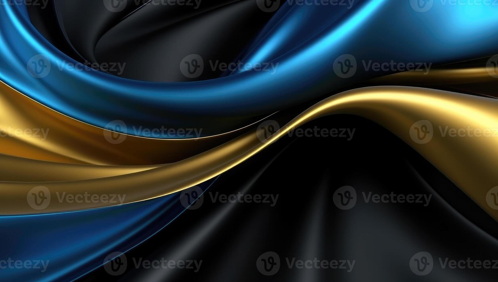 Abstract wavy glossy gold and cyan turquoise background. photo