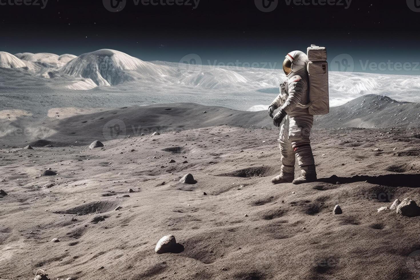 astronauta en espacio en un amplio ángulo foto con generativo ai