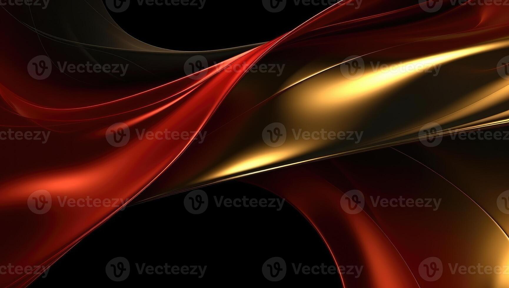 Abstract wavy glossy gold and red background. photo